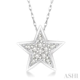 1/10 ctw Star Cutout Round Cut Diamond Pendant With Link Chain in 10K White Gold
